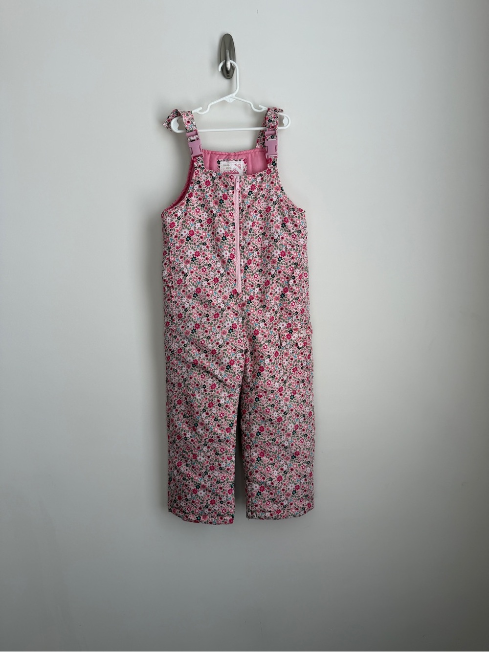 OshKosh Pink Floral Girls Snow Bibs Size 6X